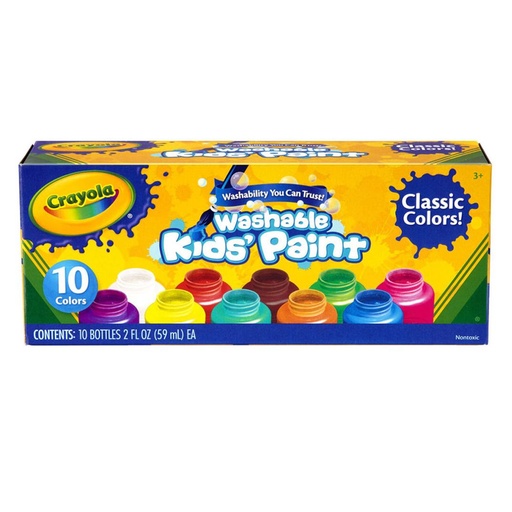 [541205 BIN] Assorted Colors Washable Kid's Paint Pack of 10