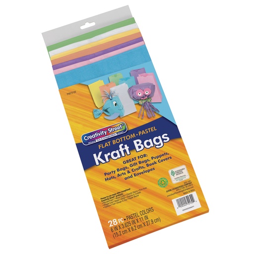 [72130 PAC] Pastel Colors 6" x 3 5/8" x 11" Kraft Bags 28 Bags
