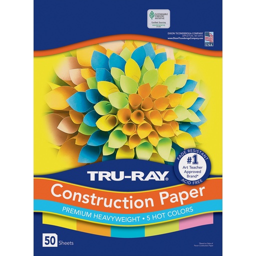[6596 PAC] Hot Colors 9" x 12" Construction Paper 50 Sheets
