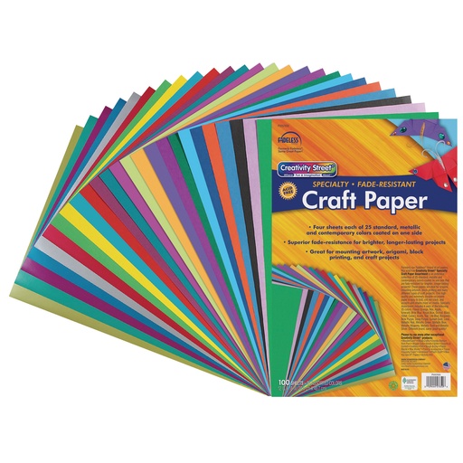 [57650 PAC] Assorted 12" x 18" Specialty Craft Paper Assortment 100 Sheets