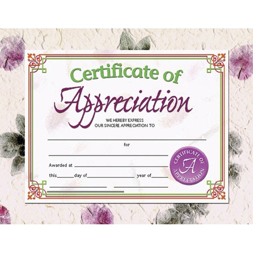 [VA614 H] Certificate of Appreciation Pack of 30