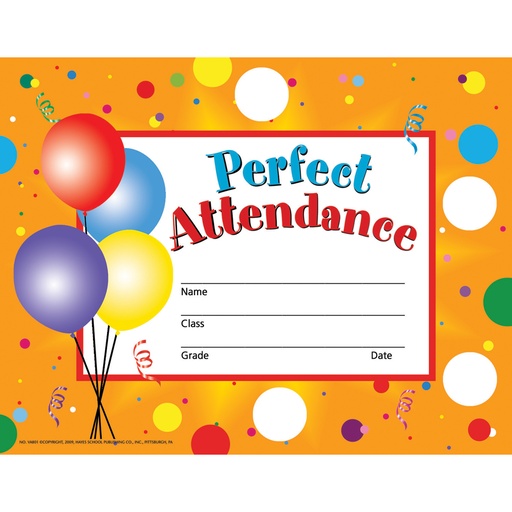 [VA801 H] Perfect Attendance Certificates & Reward Seals 