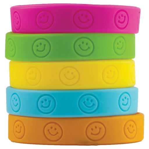 [6550 TCR] Teacher Created Resources® Happy Faces Wristbands — 10 Silicone Bands