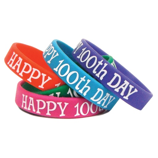 [6568 TCR] Happy 100th Day Wristband Pack of 10