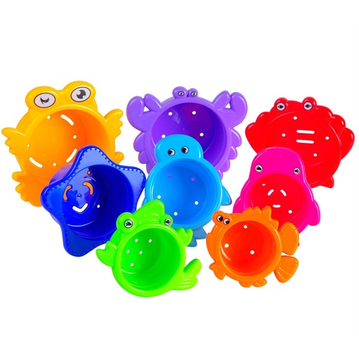 [E3300 EXA] Beautiful Colored Stacking Cups With Sea Animals