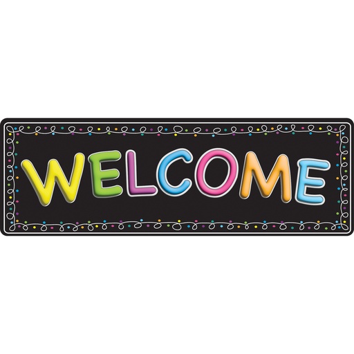 [91410 ASH] Welcome Chalk Loops Mat Runner 15.5" x 47"