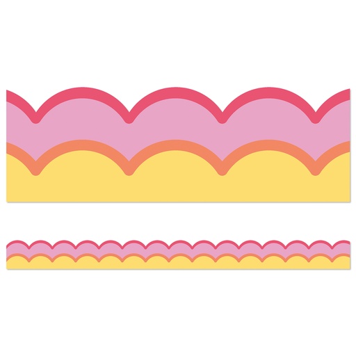 [108541 CD] Happily Ever Elementary Retro Remix Warm Waves Scalloped Bulletin Board Borders