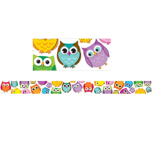 [108176 CD] Colorful Owls Straight Border 36 Feet