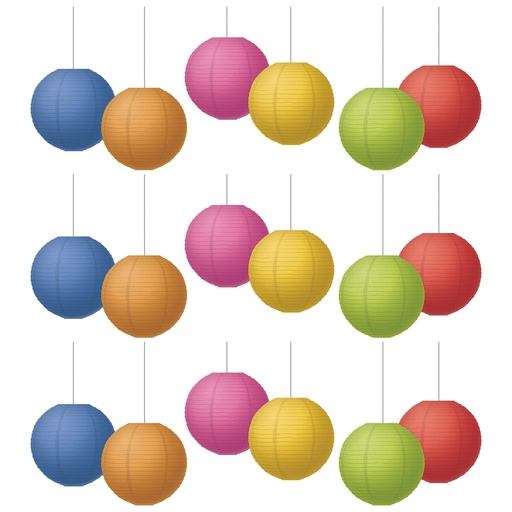 [77233-3 TCR] Colorful 8" Hanging Paper Lanterns 18ct