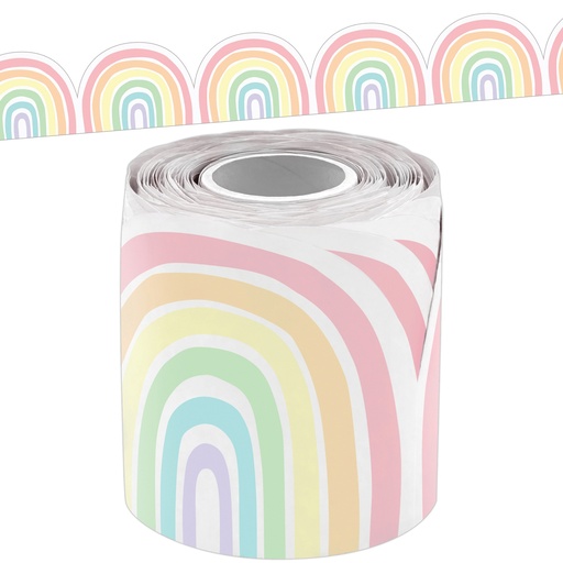 [9160 TCR] Pastel Pop Rainbows Die-Cut Rolled Border Trim