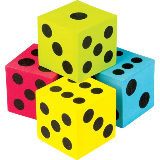 [20810 TCR] 2 1/2" Foam Colorful Jumbo Dice Pack of 4
