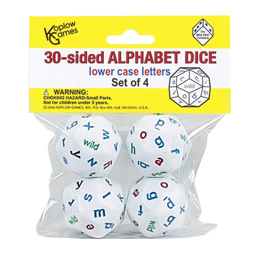 [12985 KOP] 30-Sided Lowercase Alphabet Dice Set of 4