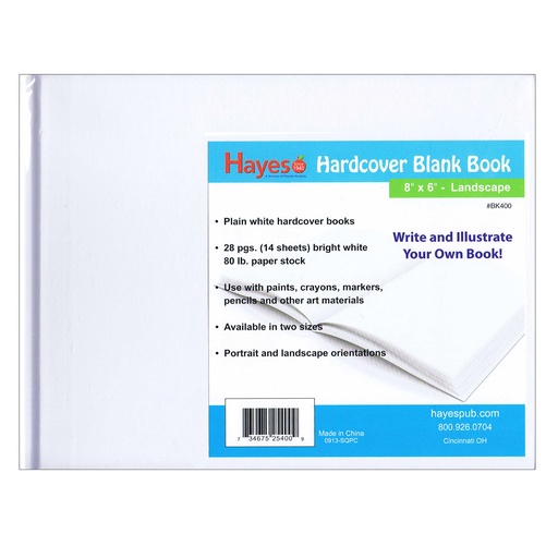 [BK400 FS] White 8" x 6" Hardcover Plain Blank Book