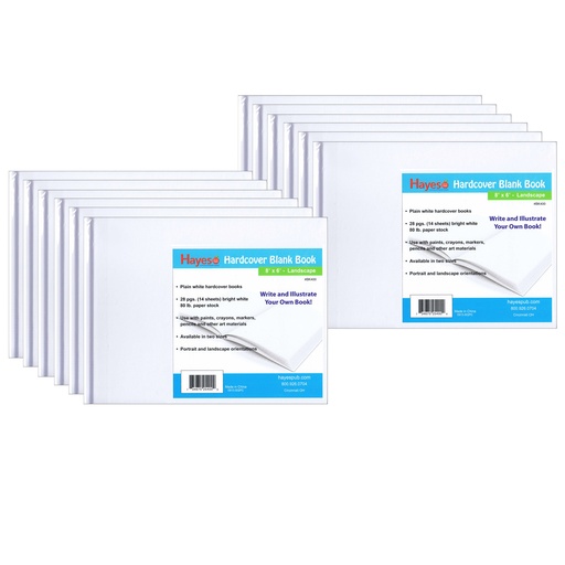 [BK400-12 FS] 8" x 6" Landscape Hardcover Blank Books Pack of 12