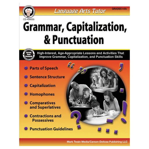 [404253 CD] Language Arts Tutor: Grammar, Capitalization, and Punctuation Resource Book Grade 4-8
