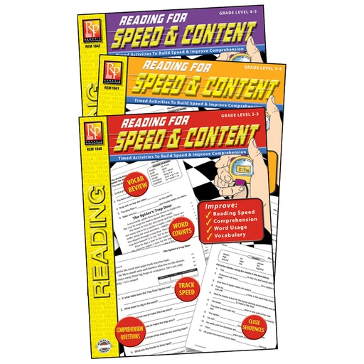 [1043 REM] Reading for Speed & Content 3-Book Set