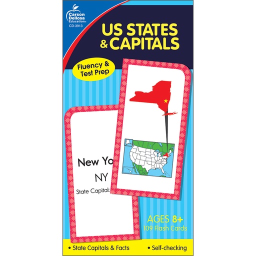 [3913 CD] U.S. States & Capitals Flash Cards Grade 3-5