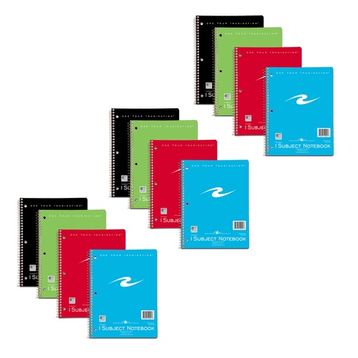 [10021-12 ROA] Roaring Spring® 1-Subject Spiral Notebooks, Assorted Covers, Pack of 12,10.5" x 8", 70 sheets per notebook; pack of 12 