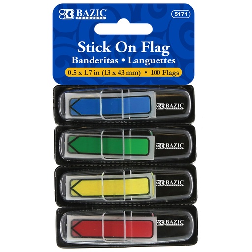 [5171 BAZ] Neon Primary Color Printed Arrow Flags with Dispenser 25 ct 4 Pack