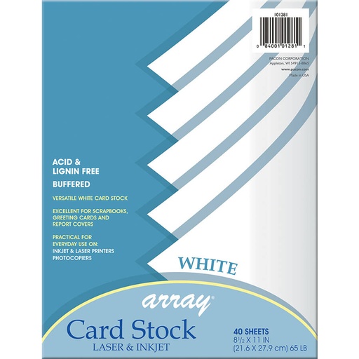 [101281 PAC] Pacon® Card Stock, White,8-1/2" x 11", 40 Sheets 