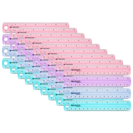 [00412-36 ACM] 6" Assorted Colors Plastic Ruler 36ct