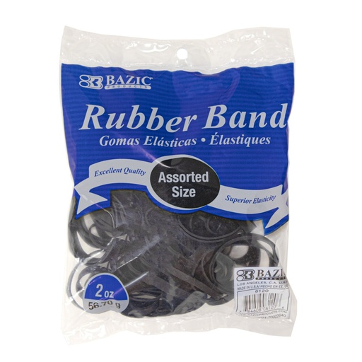 [6120 BAZ] Black Assorted Sizes Rubber Bands 2 oz./56.70 g