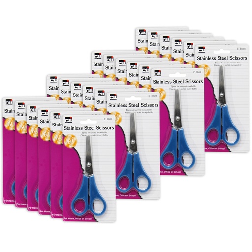 [80530-24 CLI] Assorted Student Blunt 5" Scissors Pack of 24