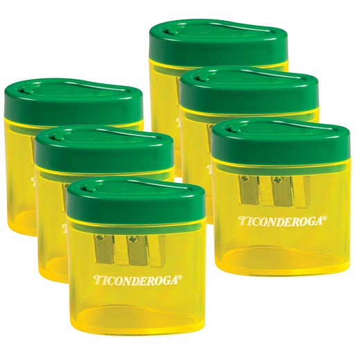 [39201-6 DIX] Green/Yellow Two Hole Pencil Sharpener Pack of 6