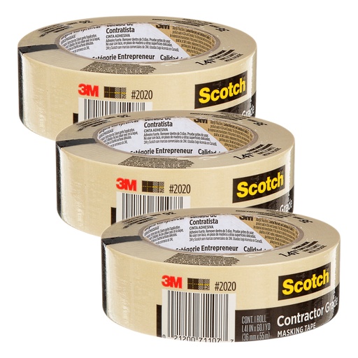 [202036AP-3 MMM] 1.41 in x 60.1 yd Contractor Grade Masking Tape Pack of 3
