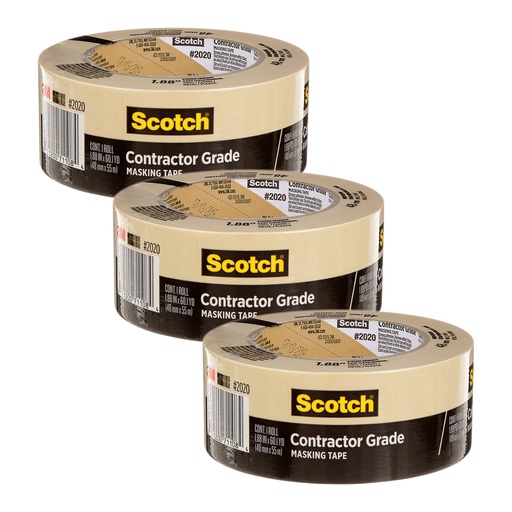 [202048MP-3 MMM] 1.88 in x 60.1 yd Contractor Grade Masking Tape Pack of 3