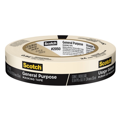 [205024AP MMM] Scotch® General Purpose Masking Tape 2050-24AP, **0.94" x 60.1 yd**, Single roll,0.94" x 60.1 yd, Single roll 