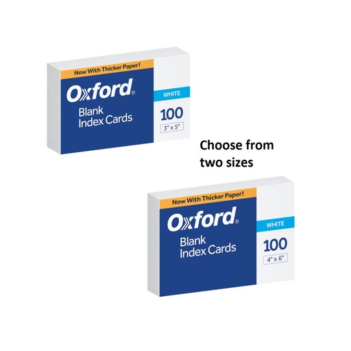 [VARIANT258] White  Blank Index Cards Pack of 100