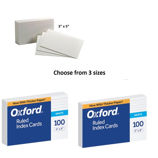 [VARIANT259] White Ruled Index Cards Pack of 100