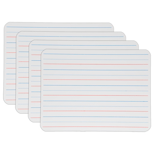 [100344 FS] 9" x 12" Two-Sided Plain/Red & Blue Lined Dry Erase Boards 4ct