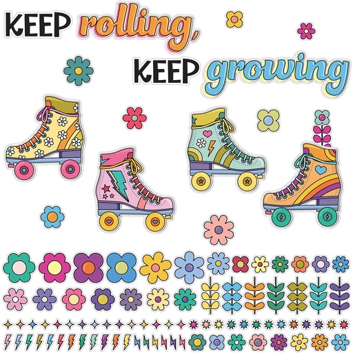[110594 CD] Happily Ever Elementary Retro Remix Keep Rolling, Keep Growing Bulletin Board Set