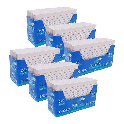 [28031-6 ROA] Trayed 3" x 5" White Index Cards 6 Packs of 240