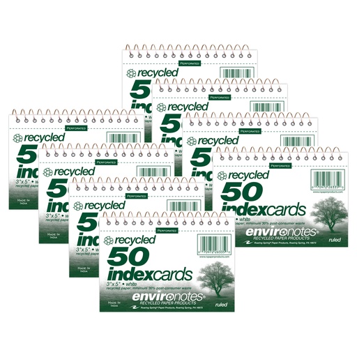 [28335-8 ROA] Wirebound 3" x 5" Ruled Index Cards Pack of 8
