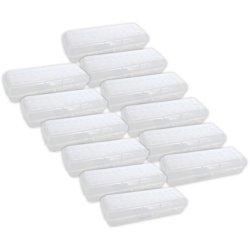 [834-12 BAZ] LUCENT 8" Clear Pencil Case Organizer Boxes 12ct