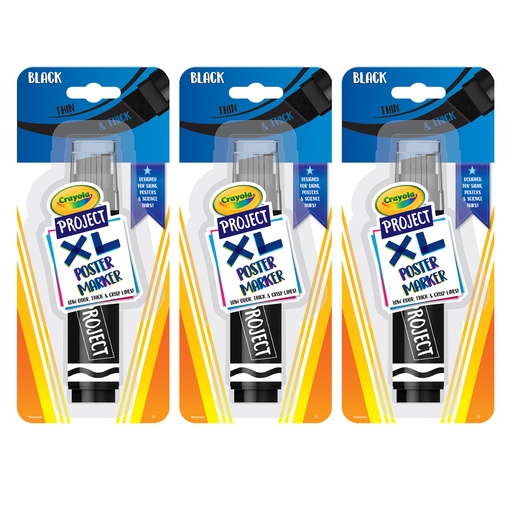[588360-3 BIN] Project XL Black Poster Markers 3ct