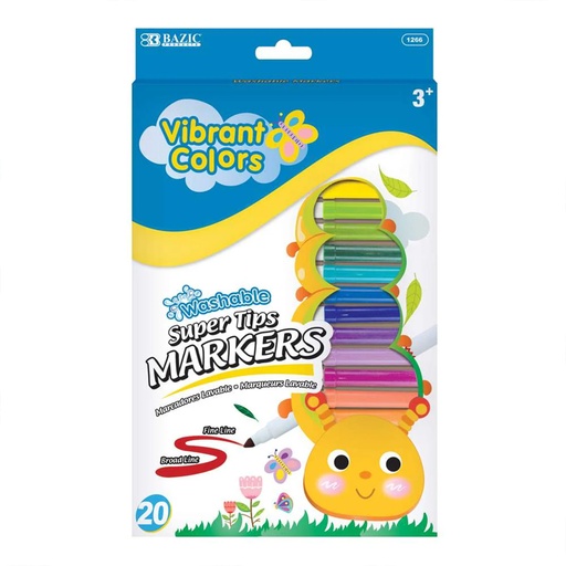 [1266 BAZ] Super Tip Fine Line 20 Color Washable Markers