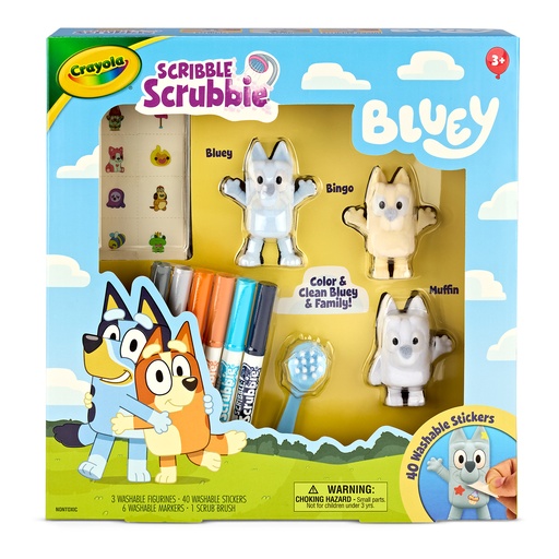[740245 BIN] Scribble Scrubbie Bluey Deluxe 3 Count Set