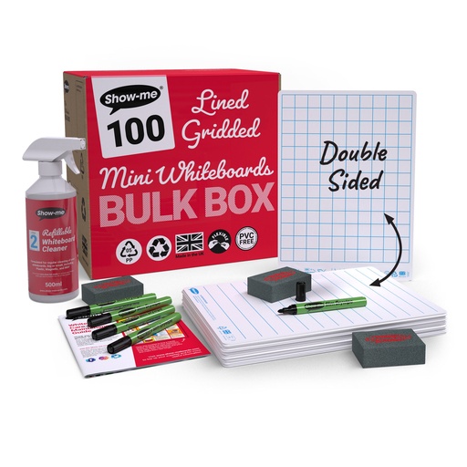 [BGLBX EPG] Lined/Gridded Double Sided Lapboards Set of 100 with Pens, Erasers, Cleaner