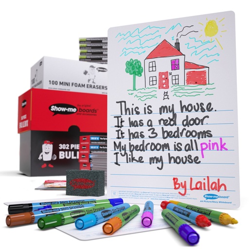 [BPDBX EPG] Picture Story Lapboards Set of 100 with Pens, Erasers, Cleaner