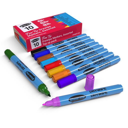 [FPSD10A EPG] Assorted Color Fine Tip Slim Barrel Dry Erase Markers Set of 10