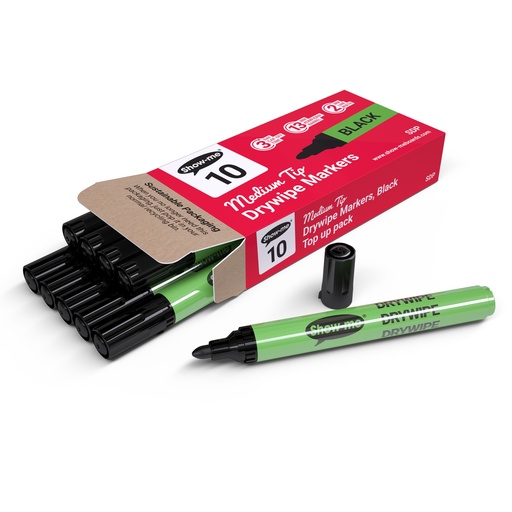 [SDP EPG] Black Medium Tip Slim Barrel Dry Erase Markers 10ct