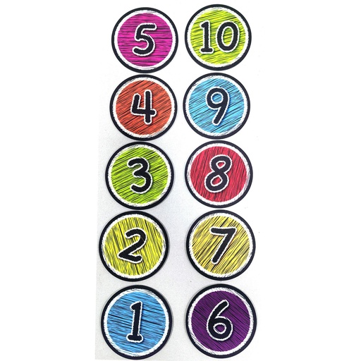 [98100 ASH] 6" Numbers 1-10 Chalk Look Sensory Spots 10pc Set