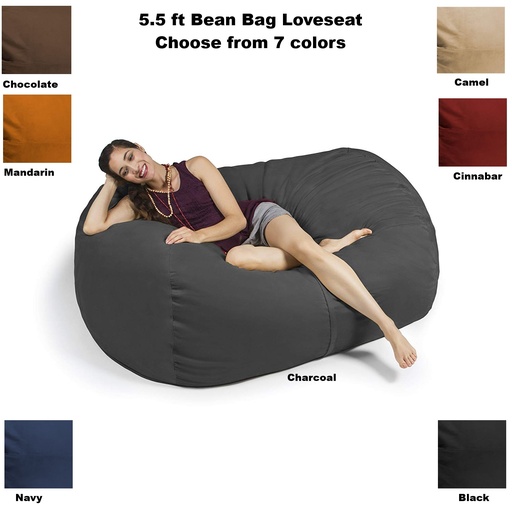 [10813 JAX] Jaxx 5.5 ft Bean Bag Loveseat – Microsuede