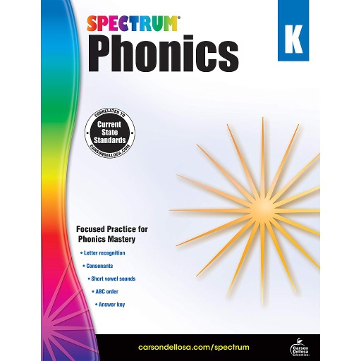 [704603 CD] Spectrum® Phonics Grade K — 144‑page skills practice for letter sounds