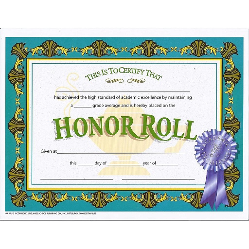 [VA512 H] 30ct Honor Roll Certificates