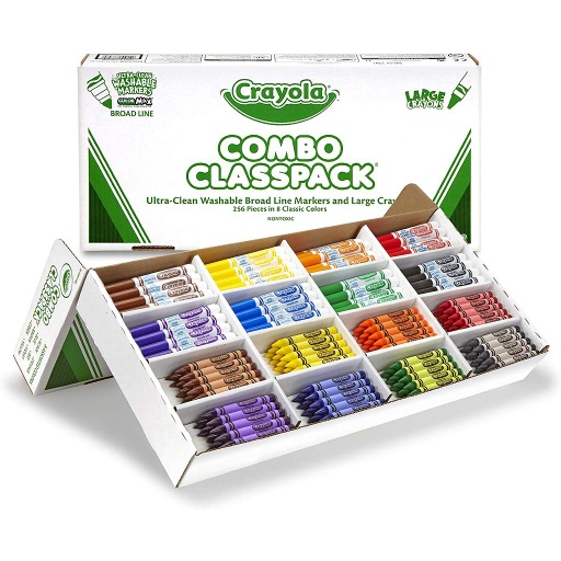 [523348 BIN] Crayola® Classpack — 128 Large Crayons + 128 Ultra‑Clean Broad Line Markers (8 colors)